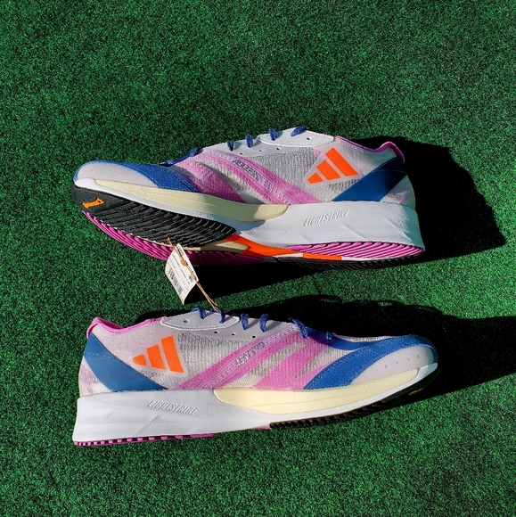 Men's Size 13 adidas Adizero Adios 7 Dash Gray/Solar Orange GX6647 NEW w/Tags - Picture 2 of 10